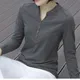 Spring Summer New Blouse Long Sleeve V-neck Women's T-shirt Cotton Shirt Stand Collar Large Female