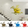 3D Creative Acrylic DIY Mirror Wall Clock Simple Home Digital Wall Sticker Decoration Mute Coffee