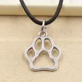 New Fashion Tibetan Silver Color Pendant Dog Paw Necklace Choker Charm Black Leather Cord Factory