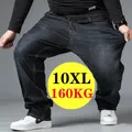 Men's Large Size Jeans Elastic Band Big 10XL Oversize High Waist Loose Pant Husband Plus Size Fat