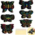 6/12Pcs Set Magic Scratch Art Butterfly Scratch Drawing Paper Bookmarks Kids Painting Book Creative