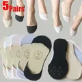 5Pairs Cotton Socks Summer Invisible Non-slip Boat Socks Invisible Ladies Low Cut Ankle Socks Women