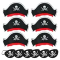 12Pcs Pirate Captain Hat Skull Print Eye Patch Children Adult Halloween Party Cosplay Costume Cap