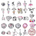 New 925 Sterling Silver Rose Girl Boy Pink Sparkle Spacer Clip bead For Original 925 Pandora