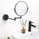 Dressing Mirror Wall Mounted 8 inch Magnifying two-sides Mirror Space aluminum Black Makeup Mirror