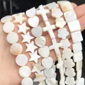 Natural White Freshwater Shell Beads Beads Heart Cross Star Round Mother Of Pearl Loose Beads for
