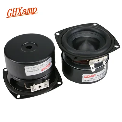 GHXAMP 3 inch 78mm Woofer Subwoofer Speaker 4ohm 25W Hifi Square Bass Speaker Black Alumina Ceramic Cap Rubber Edge 2pcs