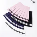 S-XXL Four Colors High Waist A-Line Women Striped Stitching Sailor Pleated Skirt School Sweet Girls