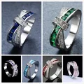 Classic 925 Sterling Silver diamond rings For Women Colored zircon size 6-10 Fashion wedding