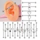 1PC 316L Surgical Steel 14G Snake Industrial Barbell Cz Flower Industrial Barbell Piercing Body