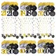 8Pcs/Set Ceiling Hanging Decor Black Gold Spiral Garland PVC Swirl Banner 18 21 30 40 50 60 Birthday