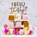 Hello Thirty Happy Birthday Cake Topper Gold Acrylic Number 30 Acrylic Cupcake Topper For 30th