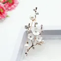 Handmade Natural Plum Blossom Brooches Pins For Women Vintage Freshwater Pearl Brooch Bouquet For