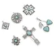 Bohemian Metal Charms Cross Antique Silver Color Blue With Resin Cabochons Pendant DIY Necklace