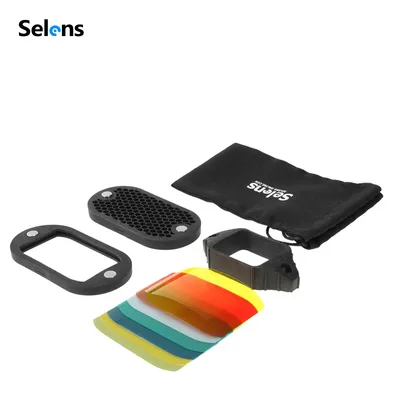 Selens Flash Speedlight Honeycomb Grid Diffuser Reflector With Magnetic Gel Band 7Pcs Filters Flash Accessories Kit