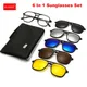 Magnetic Clip Sunglasses 6 In 1 Set Mirror Polarized Clip On Sun Glasses Male Female Driving Night