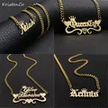 KristenCo Custom Name Necklace Stainless Steel Gold Choker Cuban Chain Personalized Nameplate