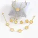 New Gold-Plated Silver Flowers 5 Pieces/Set Bracelet Pendant Necklace Earrings Women's Jewelry