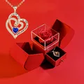 Eternal Rose Gift Box /w Heart Necklace For Women I Love You To The Moon And Back Birthday Wedding