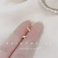 Stylish And Sophisticated Pave Zircon Mini Aircraft Airplane Small Stud Earrings for Fashion Women