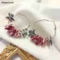 Korean Version Of The Popular Personality Fashion Temperament Jewelry Wild Net Red Cloth Flower Long