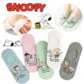 Snoopy Women Invisible Boat Socks Summer Silicone Non-slip Ankle Cotton Socks Cartoon Girls Outside