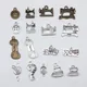 10pcs Antique Bronze Silver Color Sewing Machine Yarn Knitting Sewing Iron Button Charms For Jewelry