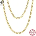 Rinntin 18K Gold Over 925 Sterling Silver 3mm/5mm Italian Diamond Cut Cuban Link Curb Chain Necklace