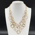 Bohemian Multi Layered Necklace for Women Vintage Gold Color Geometric Circle Linked Chain Necklace