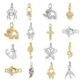 3pcs/Lot Elephant Swallow Spider Butterfly Copper Zircon DIY Jewelry Charms Cross Wing Heart Lock