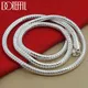 DOTEFFIL Silver Color 16/18/20/24/22/24/26/30 Inch 3mm Snake Chain Necklace For Woman Man Wedding