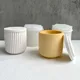 Round Stripe with Cover Bottle Silicone Molds DIY Cement Plaster Storage Jar Pottery Mould Concrete