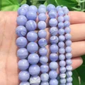 Natural Stone Beads Blue Lace Agates Beads Round Loose Beads for Jewelry Making Needlework Beads Diy