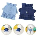 Denim Dog Vest with Traction D Ring Summer Dog Dress Jean Pet Clothes for Small Dogs Chihuahua Shirt