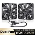 GDSTIME Dual 40mm 50mm 60mm 80mm 92mm 120mm 140mm DC 5V Powered USB Fans with 2 in 1 USB Cable for