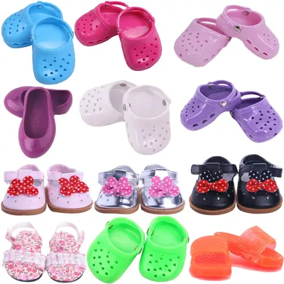 Doll Clothes Shoes Hole Sandal Plastic Shoes Fit 18 Inch American Dolls And 43cm Baby New Born