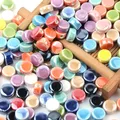20pcs 8mm Cross Hole Ceramic Beads Simply Colored Round Flat Beads For Jewelry Making Part