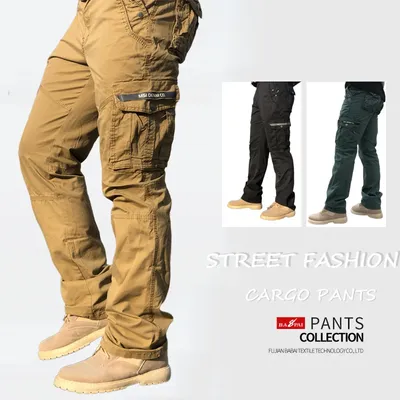 BAPAI Men's Fashion Work Pants Outdoor Wear-resistant Mountaineering Trousers Work Clothes Street Fashion Cargo Pants