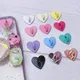 Kawaii Adhesive Metal Heart Phone Charm Holder Mobile Phone Case Finger Ring Stand Hooks Buckle