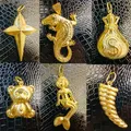 Hip Hop Personality Pendant Gold Color Crocodile Mermaid Lucky Bag Shape Pendant for Women Men Trend