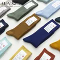 CHAOZHU Japanese Double Needles Cotton Knitting Rib Thin Business Cotton Long Men's Socks Stretch