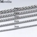 Moorvan Men Necklace Stainless Steel Boys Jewelry 40cm-90cm Braided Link Wheat Chain Necklace Women