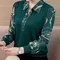 Fashion Korean Turn-down Collar Long Sleeve Tops Female Casual Commute Printed T-shirt Pullovers Women's Clothing Autumn Winter