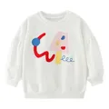 2023 Baby Girls White Sweatshirt with Ice-cream Casual Clothes for Spring and Autumn Lovely Children