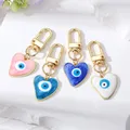 Fashion Keychain Turkish Heart Evil Eye Enamel Pendant Keychains Blue Eye Keyring School Bag Car Key