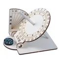 Equatorial Sundial Clock Wooden Scientific Model DIY Teaching Aid Educational Toys For Kids Desk