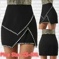 2022 New Women Sexy Black Skirts Buttons Summer Fashion Elastic Waist Flared Pleated Skirt Dress