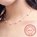 Real Pure 925 Sterling Silver Necklace Chain 6-7mm Natural Freshwater Pearl Pendant Jewelry For