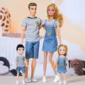 1/6 Babi Doll Family Doll of 4 People Mom Dad Kids 30cm Doll Kids Toy Full Set With Clothes for Girl