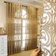 Luxurious Europe Gold Embroidery Tulle Curtains for Living Room Romantic Semi-Sheer Jacquard Voile